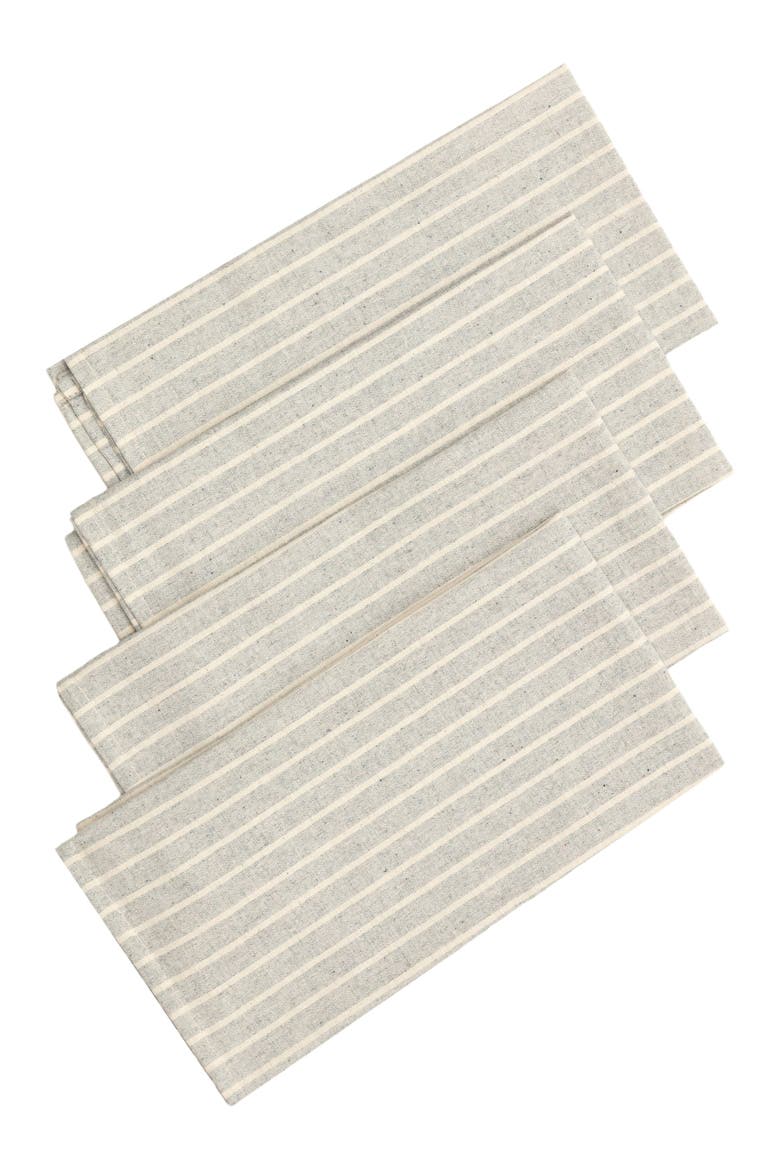 Striped Cotton Napkin Set of 4, Main, color, Grey