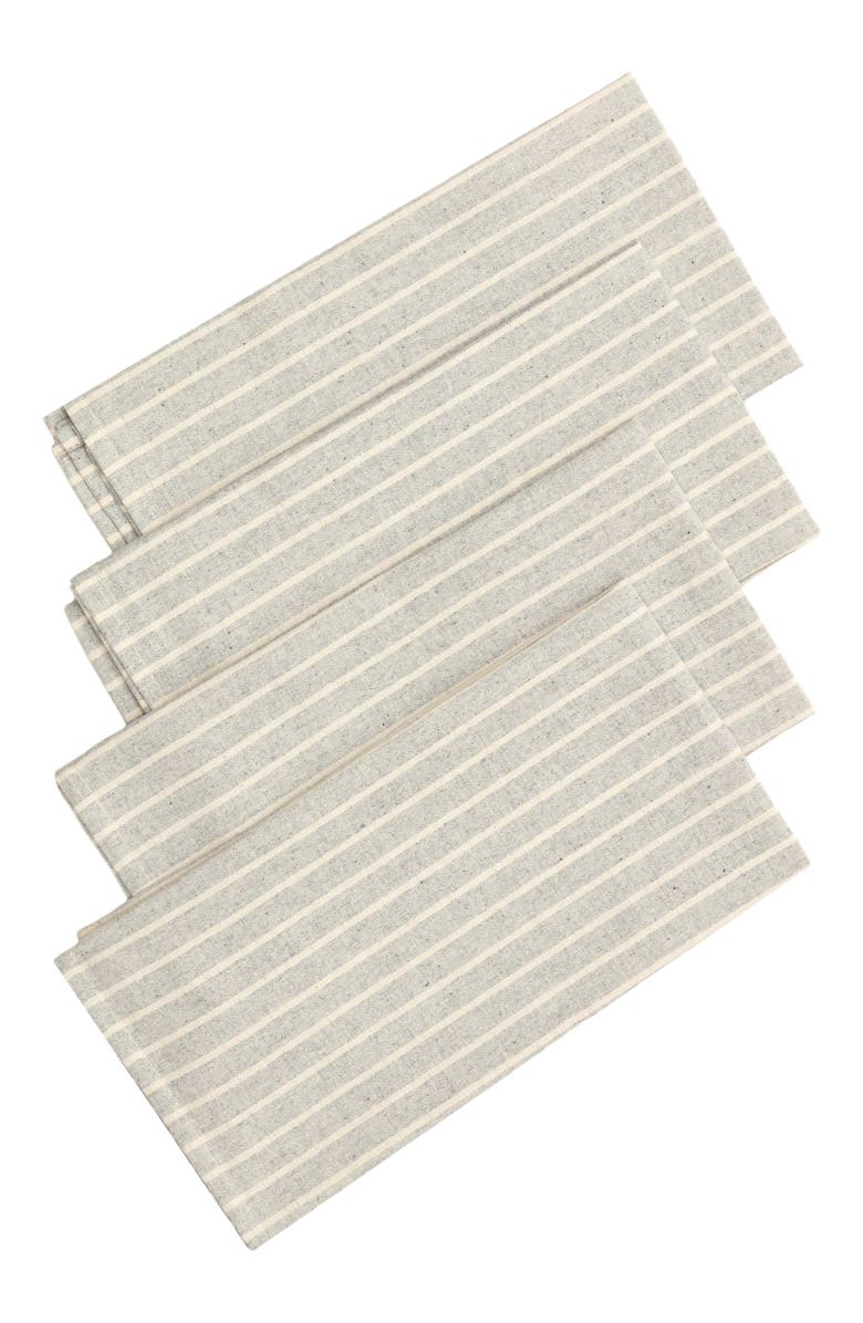 Meema Striped Cotton Napkin Set of 4, Main, color, Grey
