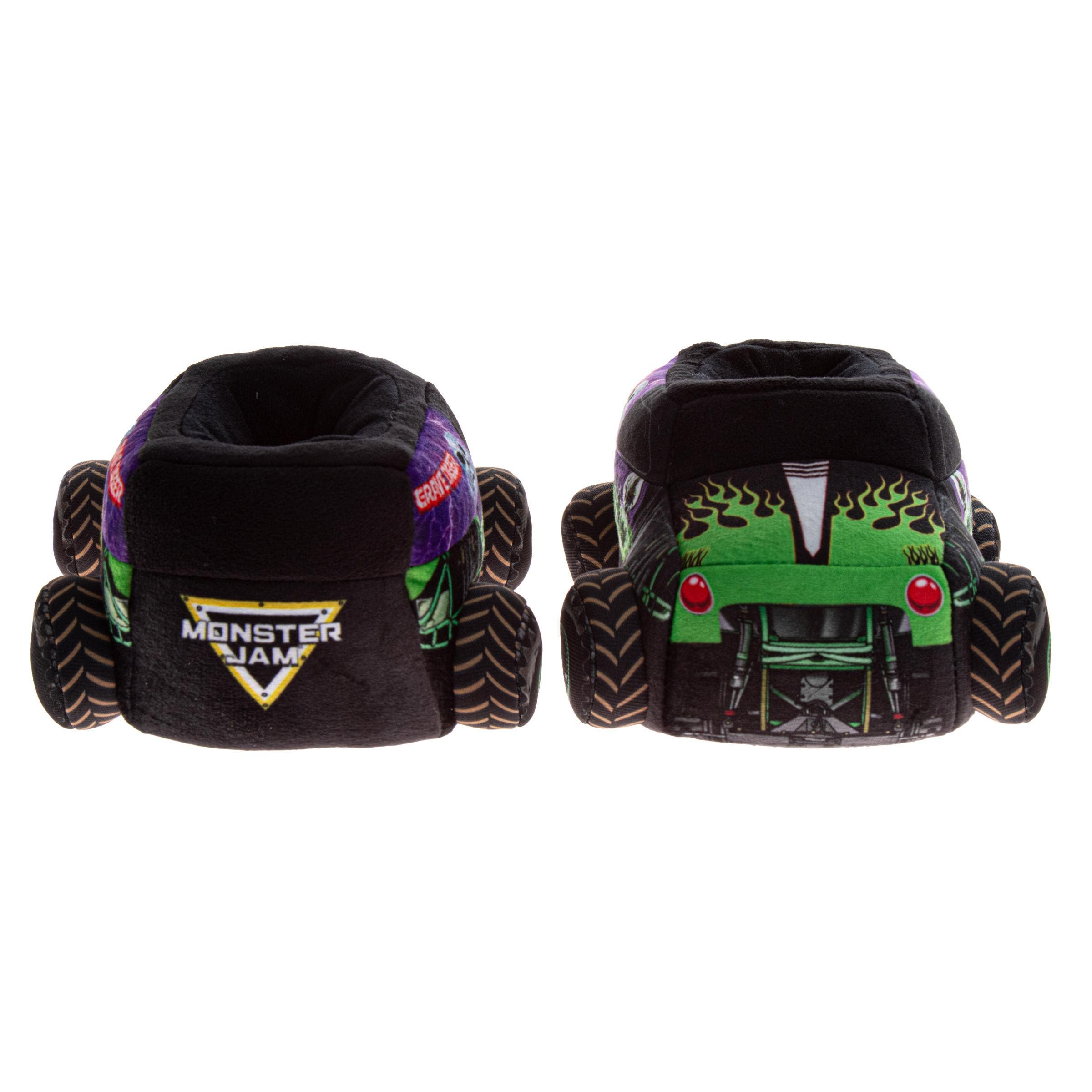 Monster Jam Grave Digger Plush Slippers, Alternate, color, Green Black