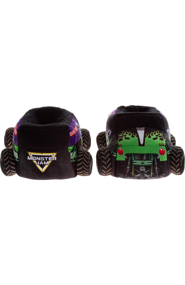Monster Jam Grave Digger Plush Slippers, Alternate, color, Green Black
