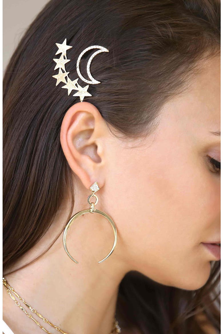 Celestial Set of 2 Barrettes, Alternate, color, GOLD
