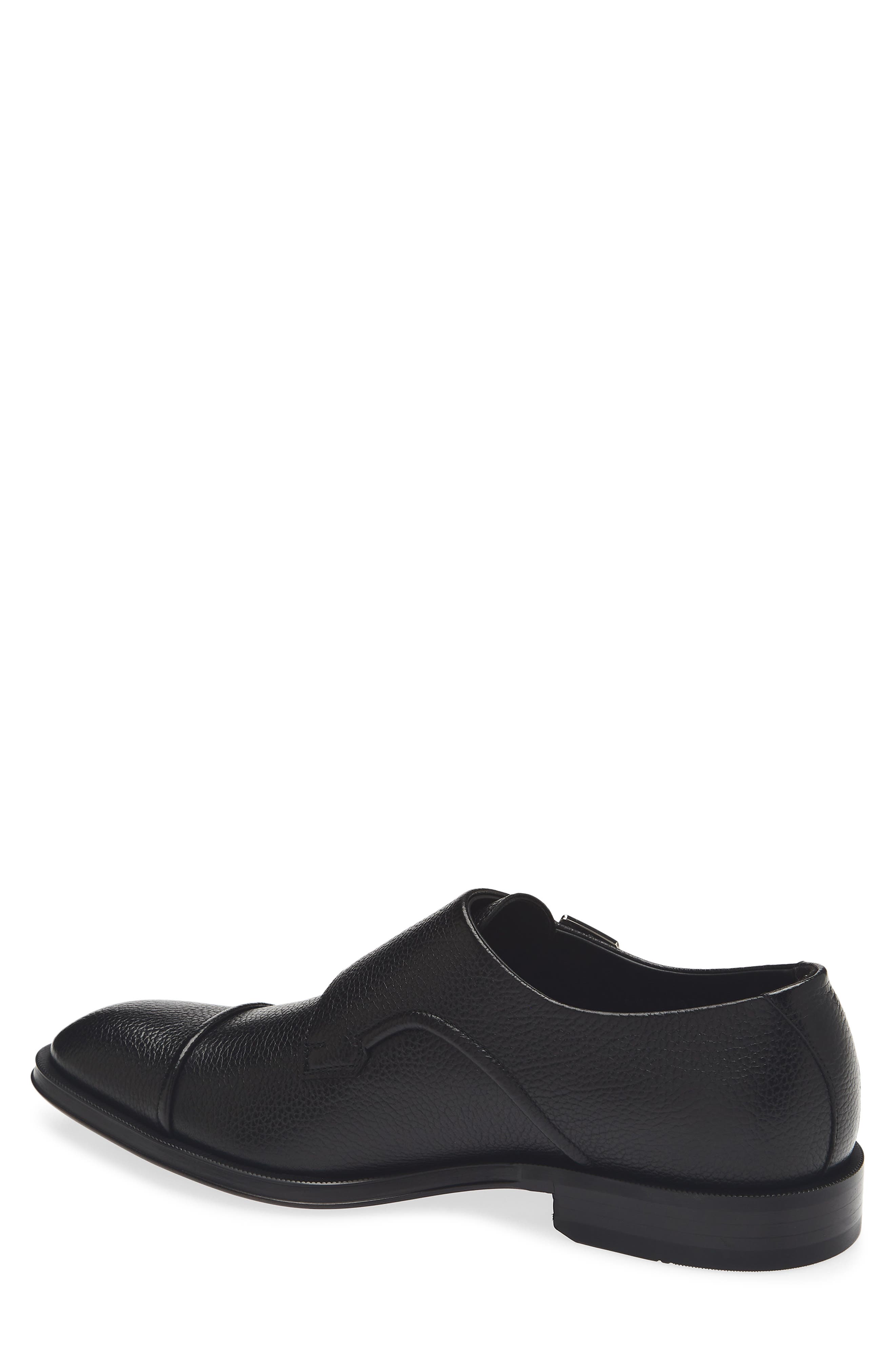 BOSS Derrek Cap Toe Two Buckle Monk Shoe, Alternate, color, Black