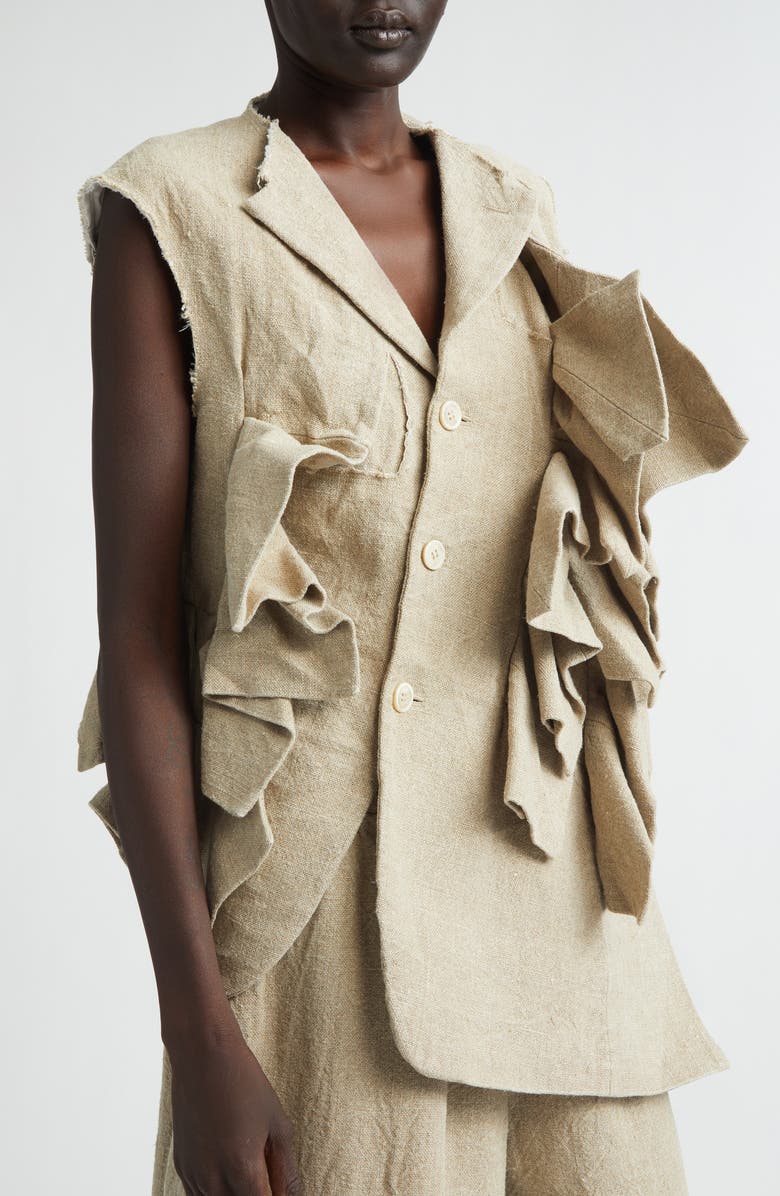 Comme des Garçons Asymmetric Heavyweight Linen Canvas Vest, Alternate, color, Ecru