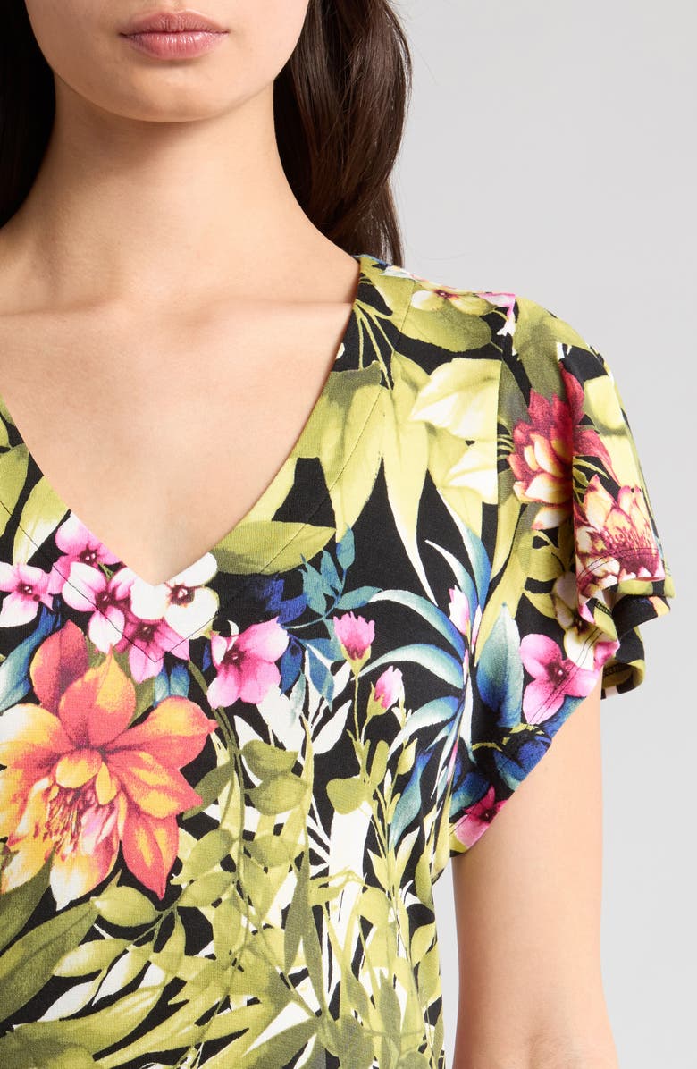 Tommy Bahama Darcy Verde Blooms Flutter Sleeve Minidress, Alternate, color, 