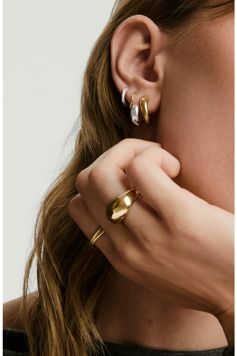 Jojo Double Hoop Earrings, Alternate, color, Gold Vermeil / Sterling Silver