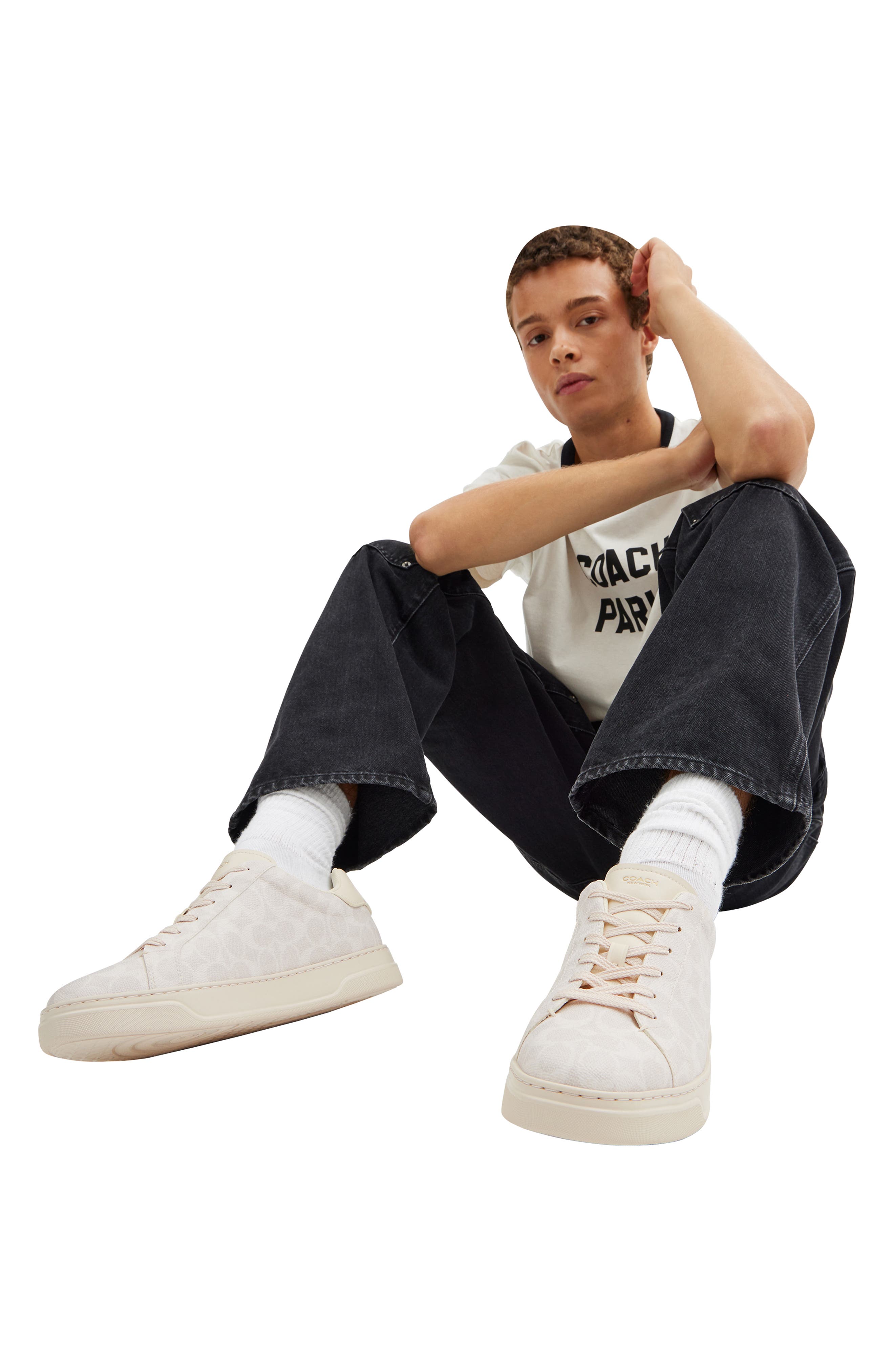 COACH High Line Signature Sneaker, Alternate, color, Off White