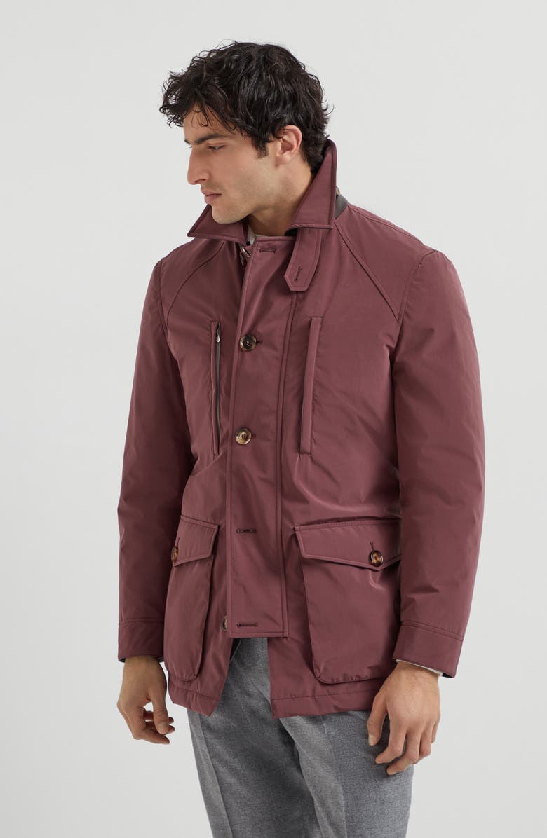 Brunello Cucinelli Belted safari jacket, Alternate, color, Burgundy