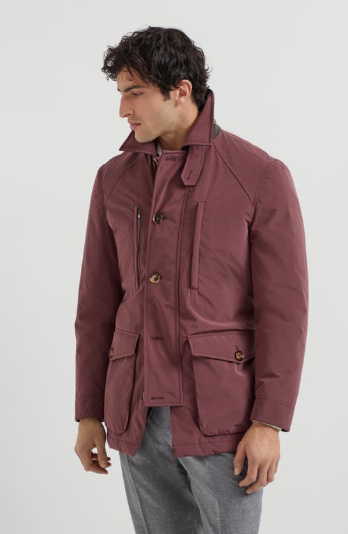 Brunello Cucinelli Belted Safari Jacket In Burgundy