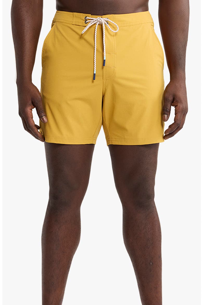 Swell Solid Water Repellent Board Shorts, Main, color, GOLD