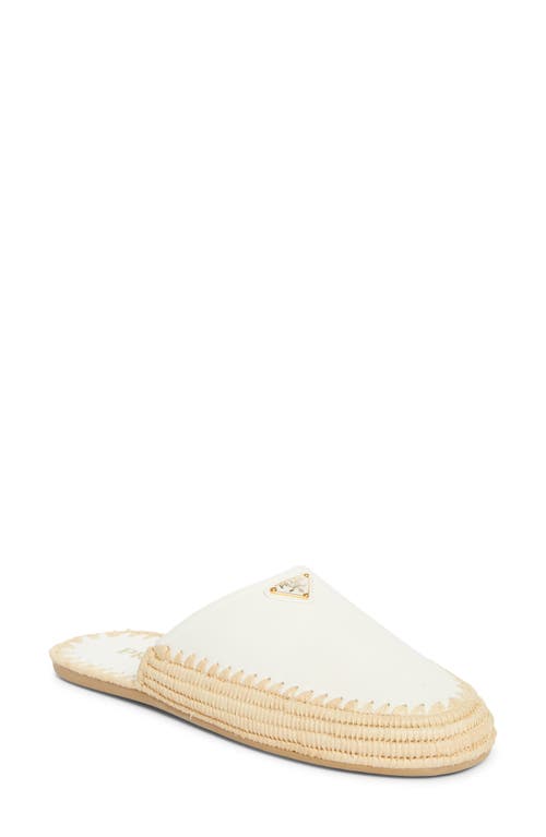 Prada Sabot Raffia Mule In White