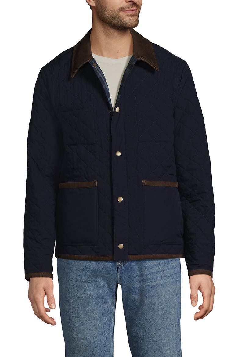 Reversible Insulated Barn Jacket, Main, color, Radiant Navy/Navy Plaid