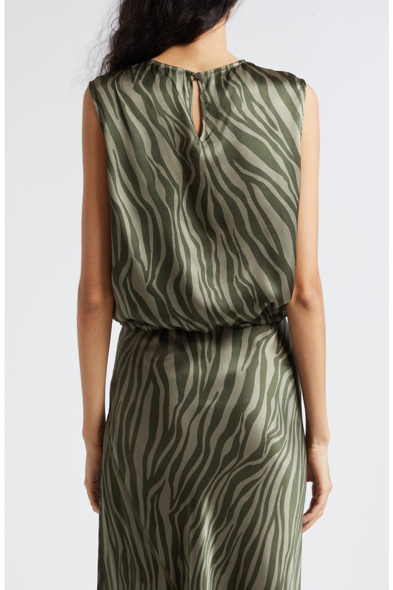 Zebra Stripe Silk Charmeuse Top, Alternate, color, ARMY COMBO