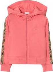 Burberry Girls' Check Trim Cotton Zip Hoodie