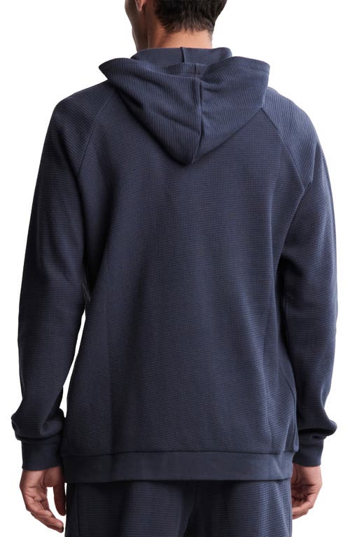 Barefoot Dreams Thermal Cotton Hoodie In Blue