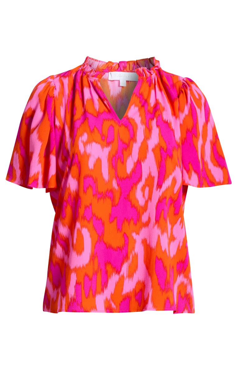 SUGARLIPS Charly Abstract Keira Ruffle Top, Alternate, color, Orange-Fuchsia