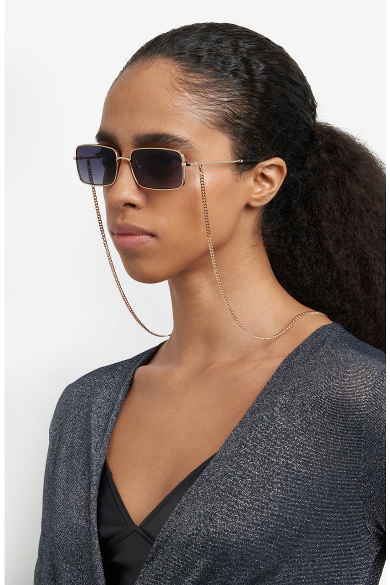 58mm Gradient Rectangular Sunglasses, Alternate, color, GOLD BLACK