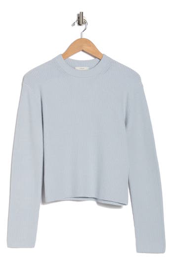 Vince Shaker Stitch Rib Pullover In Blue