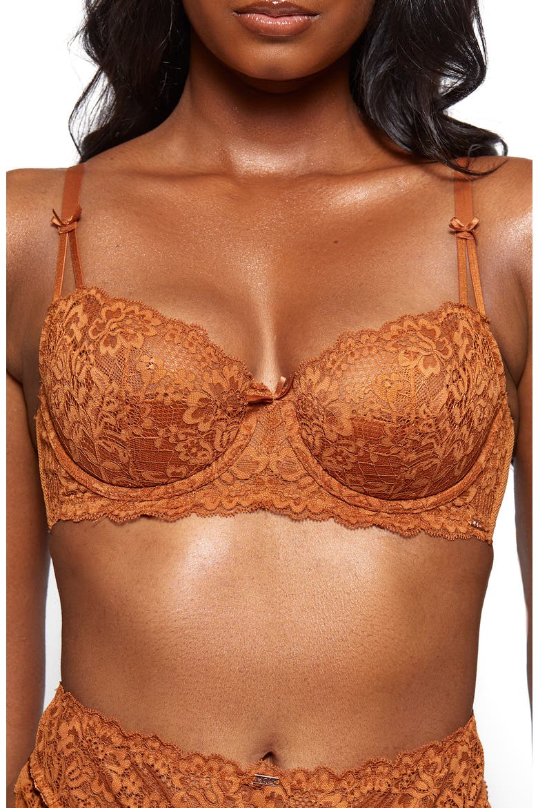 Unlined Underwire Balconette Bra, Alternate, color, BUTTER TOFFEE