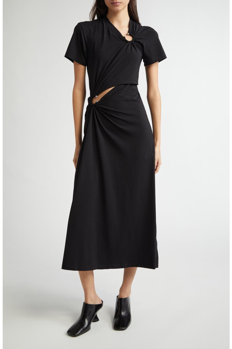 Ring Pierced Jersey Dress, Main, color, BLACK