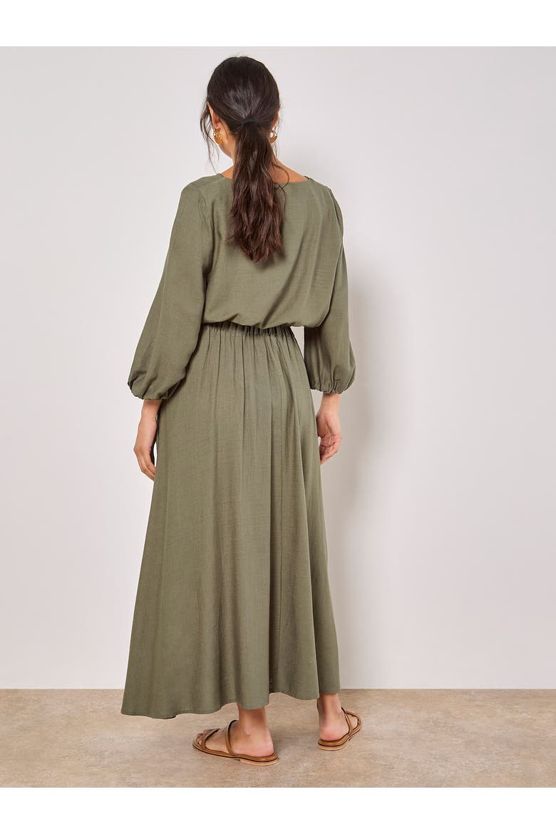 Linen Pleated Full Midi Skirt, Alternate, color, Khaki