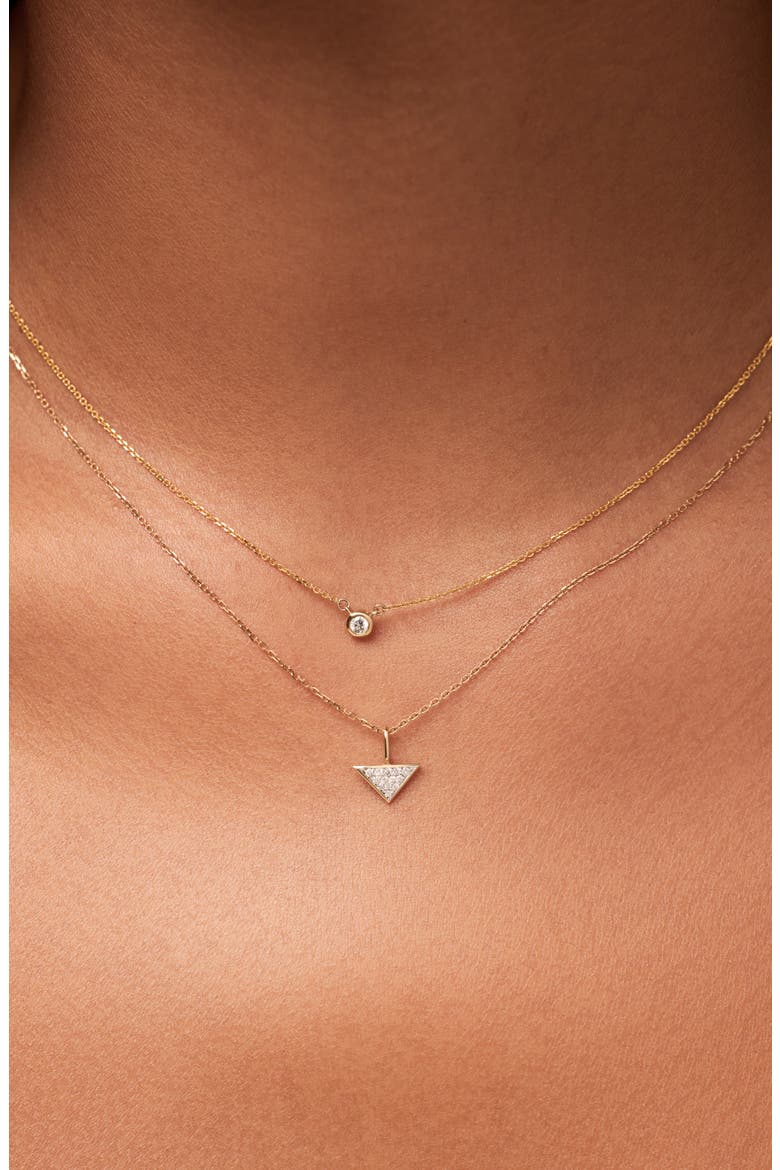 Solid Yellow Gold - Trillion Diamond Charm Necklace, Alternate, color, Gold