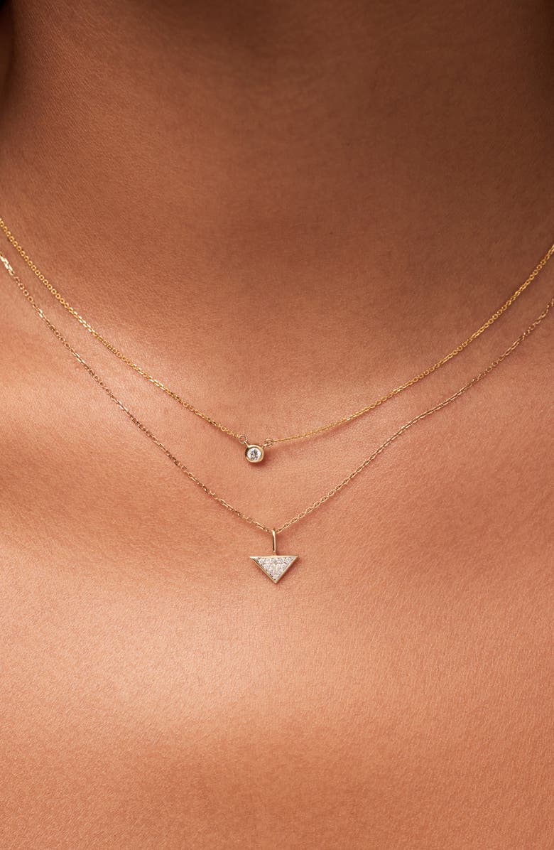 Ana Luisa Solid Yellow Gold - Trillion Diamond Charm Necklace, Alternate, color, Gold