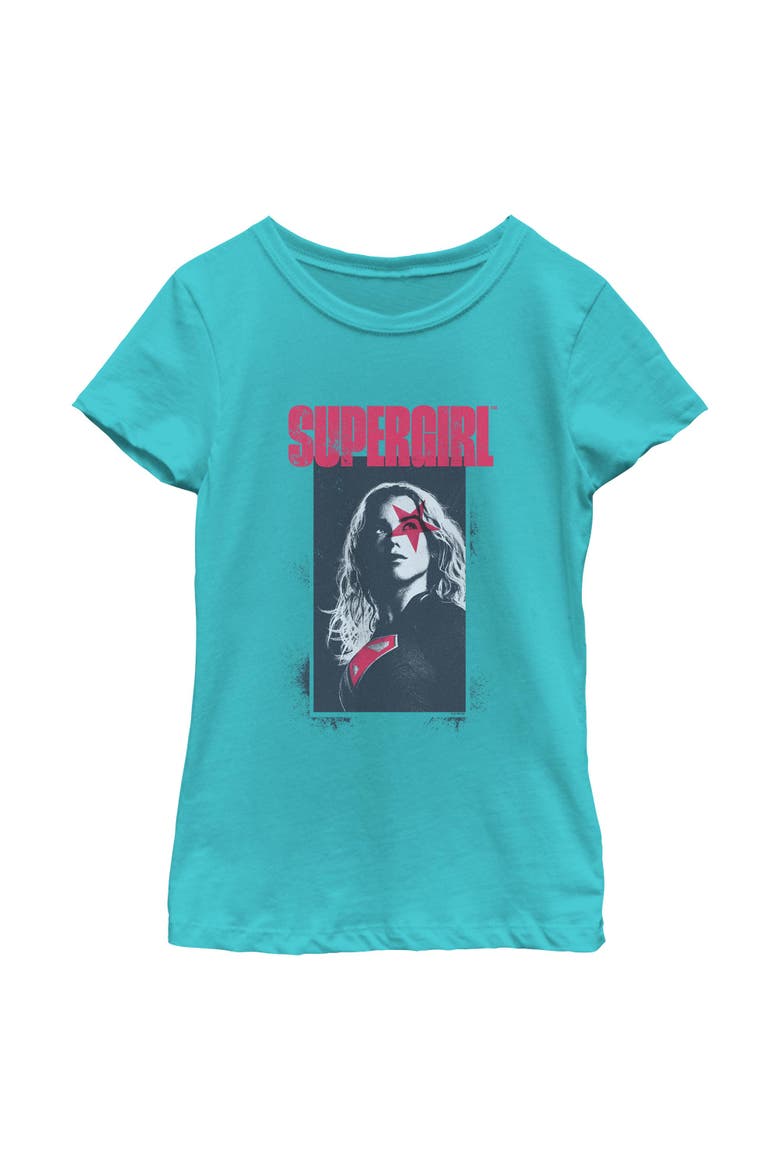 Girl's Supergirl Kara Star Poster  Graphic T-Shirt, Main, color, Tahiti Blue