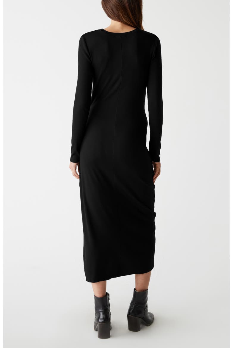 Yessenia Wrap Front Long Sleeve Midi Dress, Alternate, color, BLACK