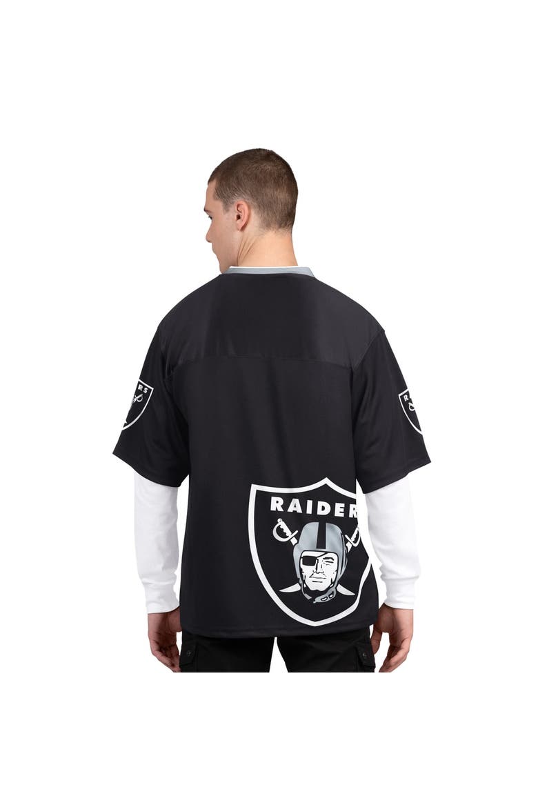 Men's Starter  Black/White Las Vegas Raiders Short Sleeve & Long Sleeve T-Shirt Combo Pack, Alternate, color, Black