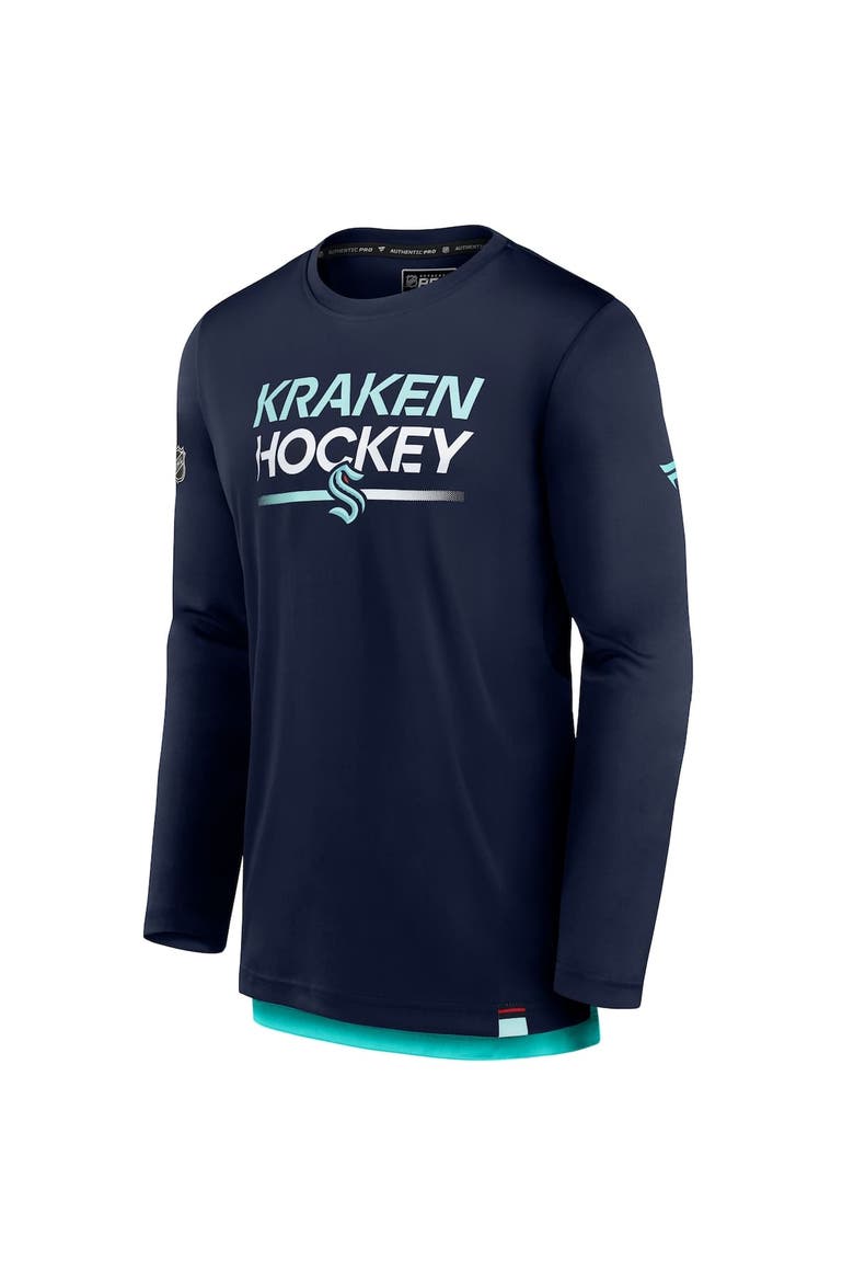 Men's Fanatics Deep Sea Blue Seattle Kraken Authentic Pro Tech Long Sleeve T-Shirt, Alternate, color, Navy