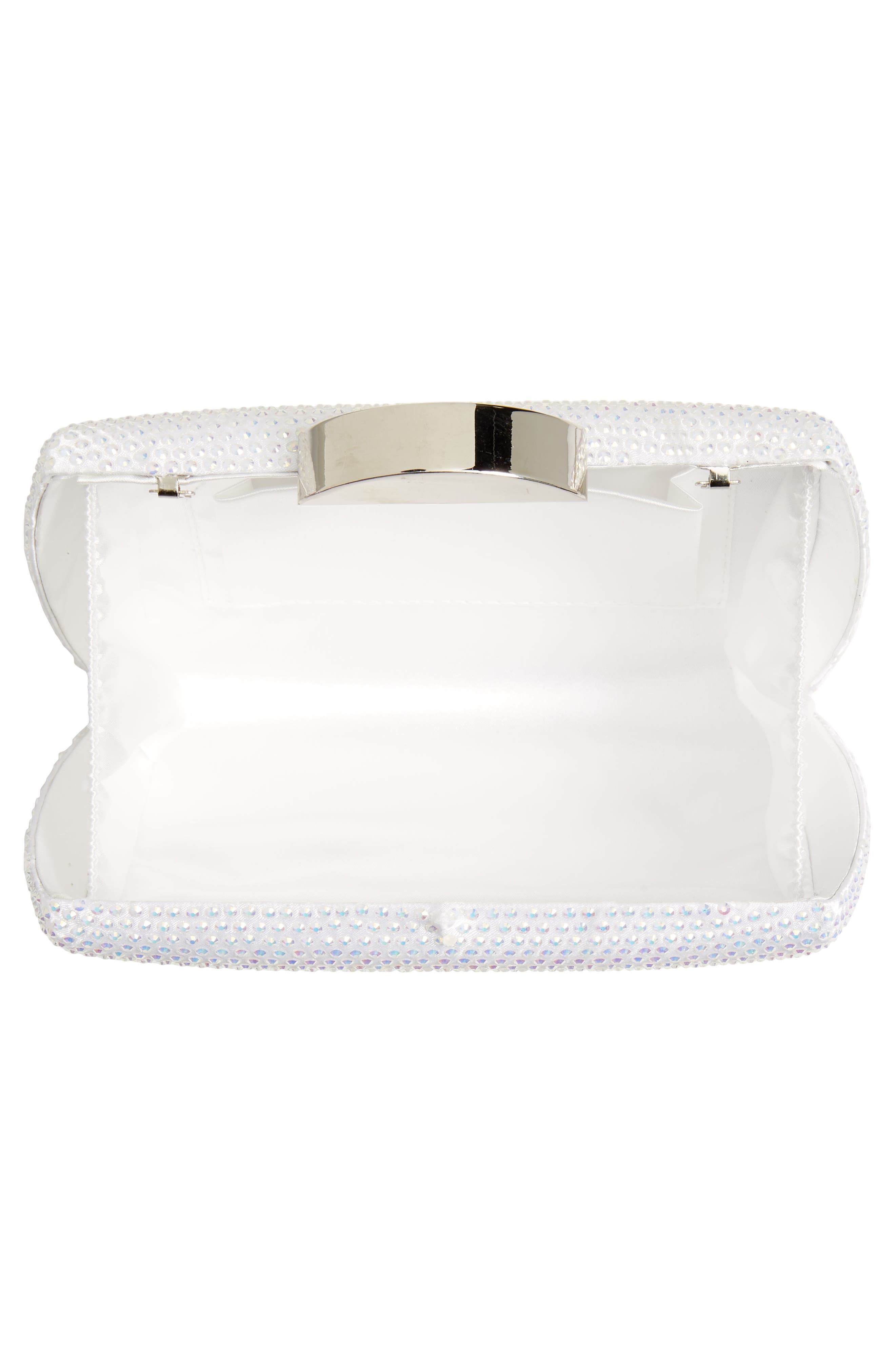 Nina Pacey Crystal Minaudière, Alternate, color, White Ab