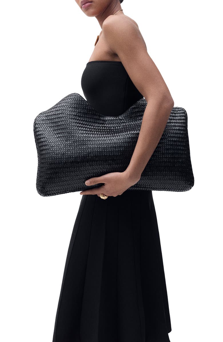 MANGO Pleated Strapless Dress, Alternate, color, Black