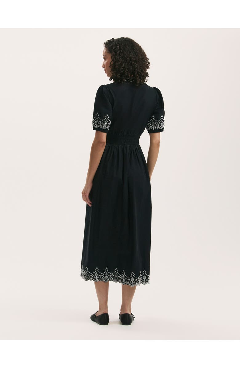 Finery London Arianna Embroidered Cotton Midi Dress, Alternate, color, Black