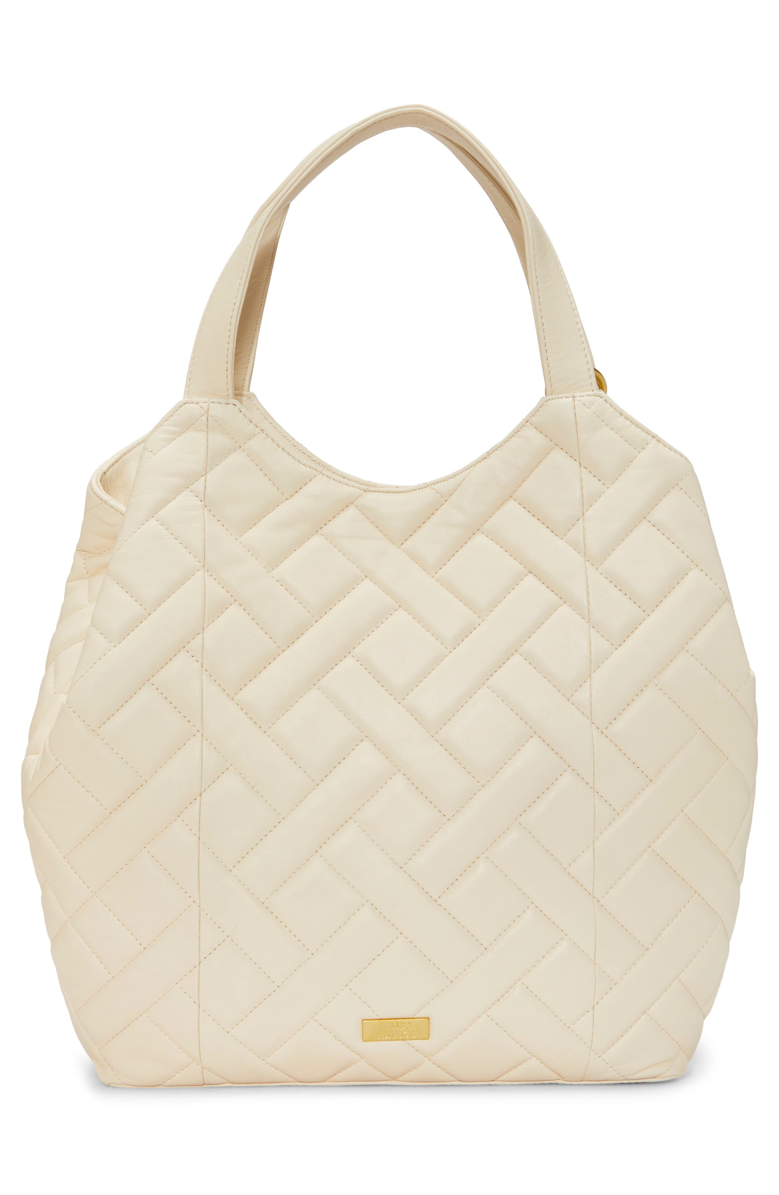 Vince Camuto Kisho Quilted Leather Shoulder Bag, Alternate, color, Warm Vanilla