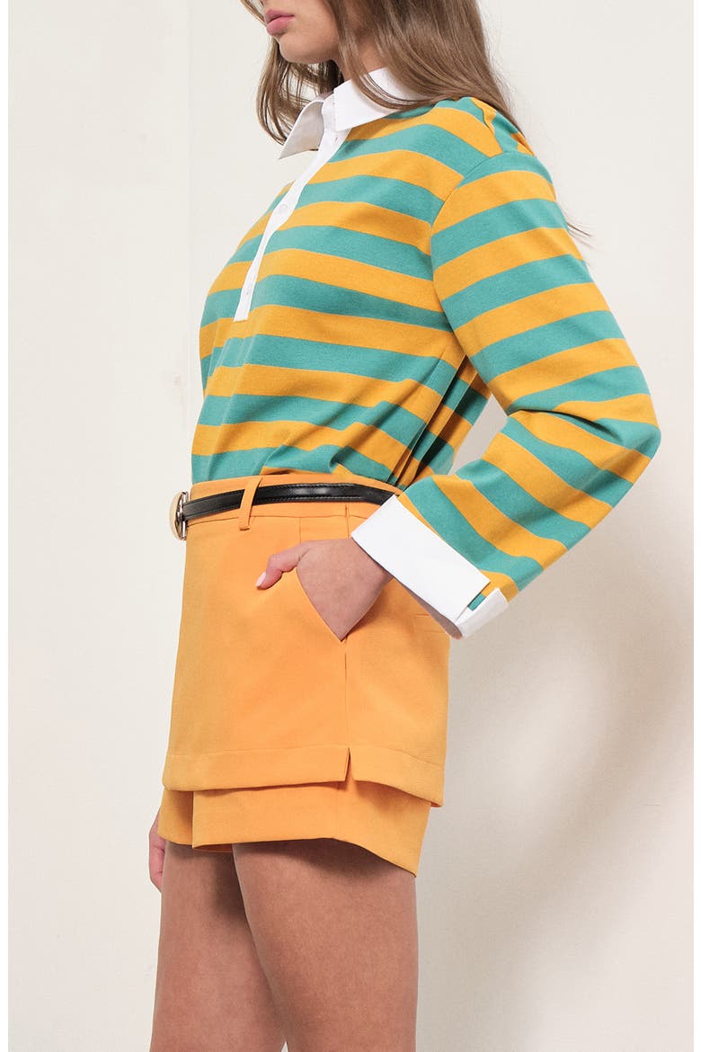Gabrielle Stripe Cotton Rugby Shirt, Alternate, color, OCEAN YELLOW STRIPE