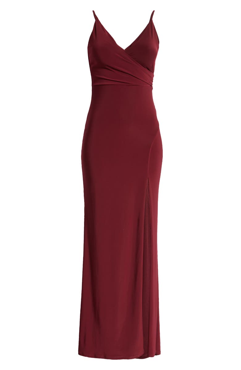 Jump Apparel Ruched Waist Jersey Column Gown, Alternate, color, 