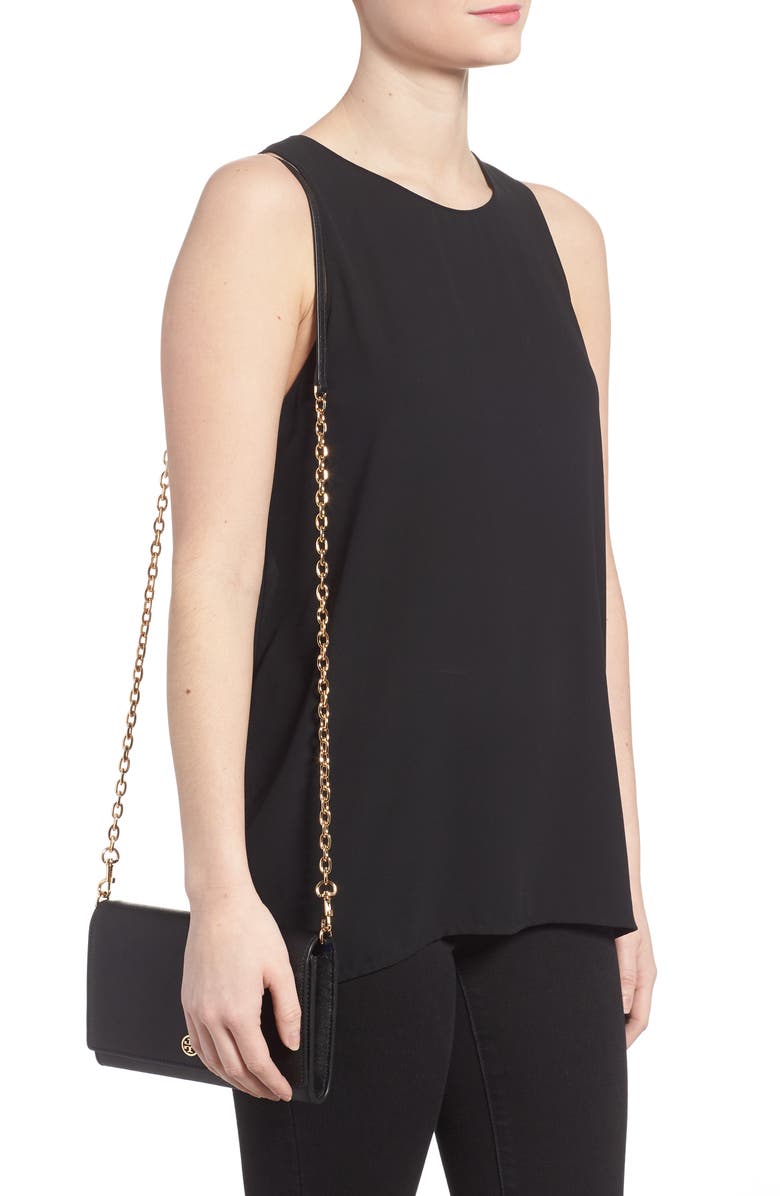 Tory Burch Robinson Leather Wallet on a Chain, Alternate, color, 