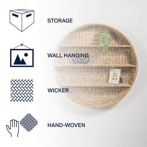 Happimess Annulus 3-shelf Circular Handwoven Hyacinth Wall Rack In Light Brown