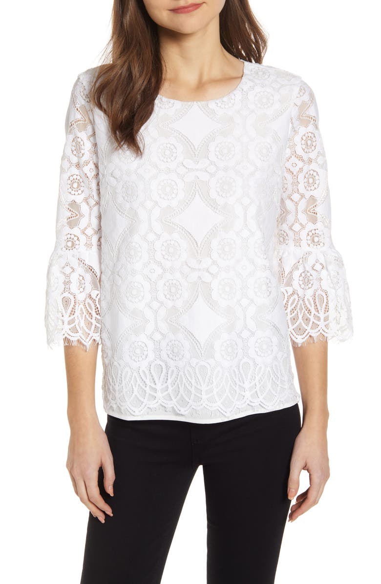 KARL LAGERFELD PARIS Lace Blouse, Main, color,