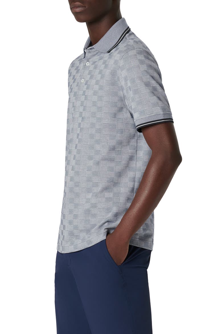 Checkerboard Pattern Piqué Polo, Alternate, color, ASPHALT