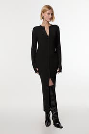 Karen Millen Button Through Ribbed Maxi Dress