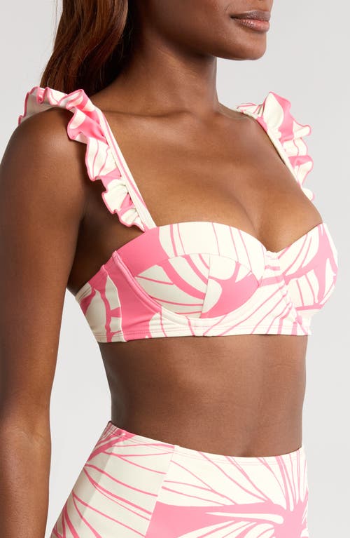 Hutch Ruffle Underwire Bikini Top In Coral Block