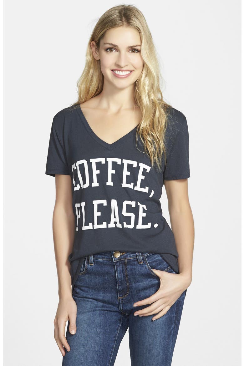 Screenprint V-Neck Tee, Main, color, CHARCOAL/ WHITE
