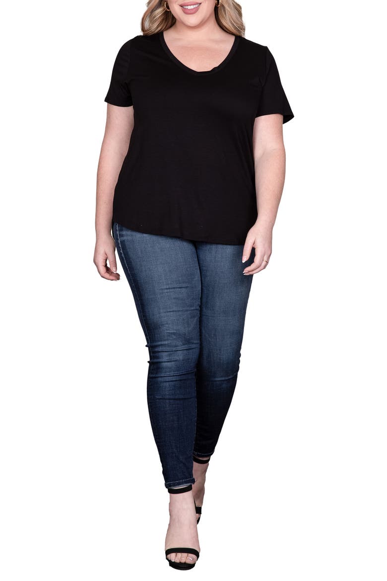 V-Neck T-Shirt, Alternate, color, BLACK