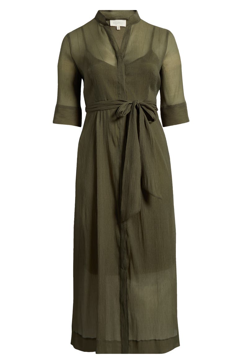 Chiffon Maxi Shirtdress, Alternate, color, OLIVE