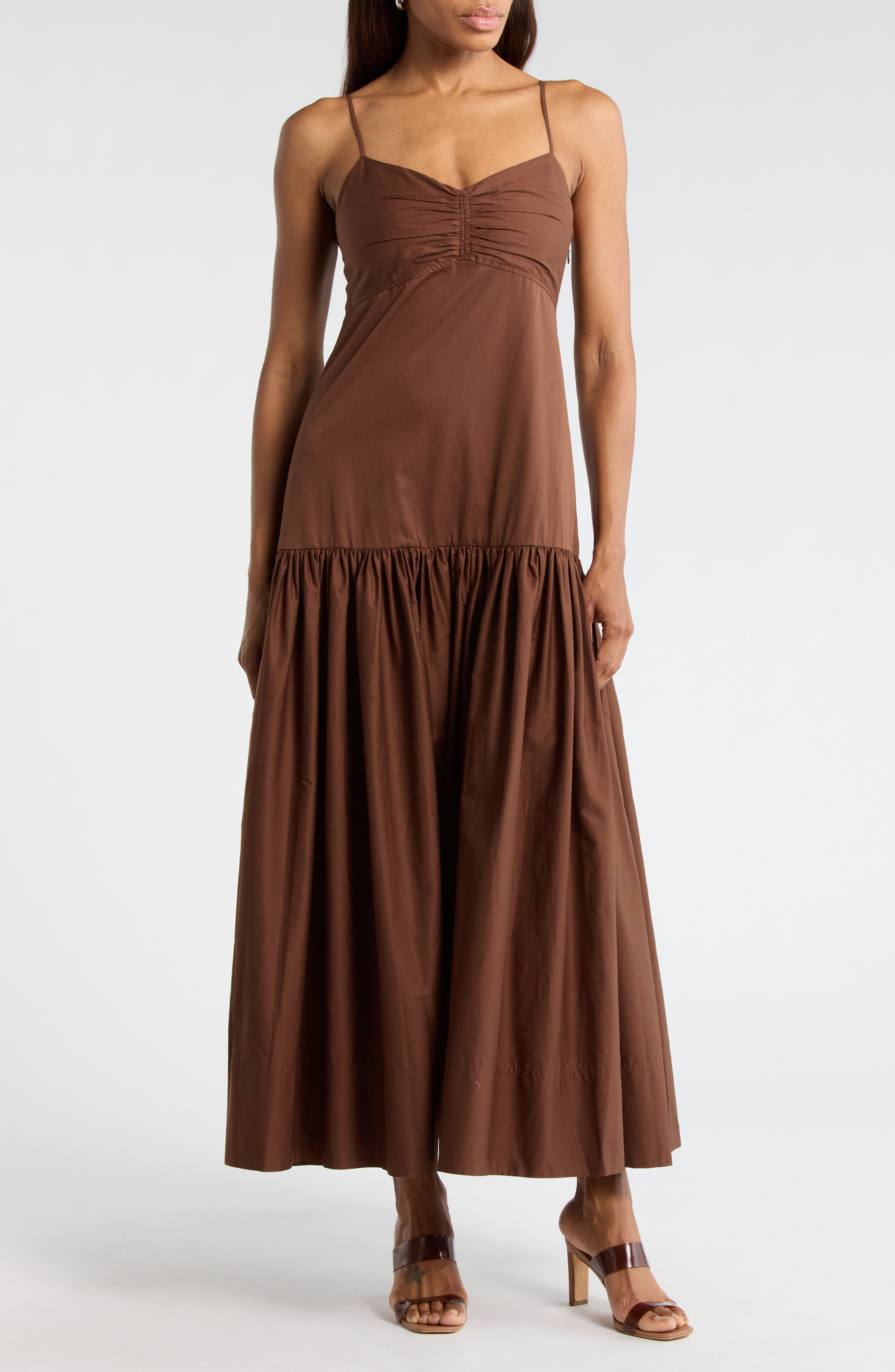A.L.C. Harper Ruched Cotton Maxi Dress