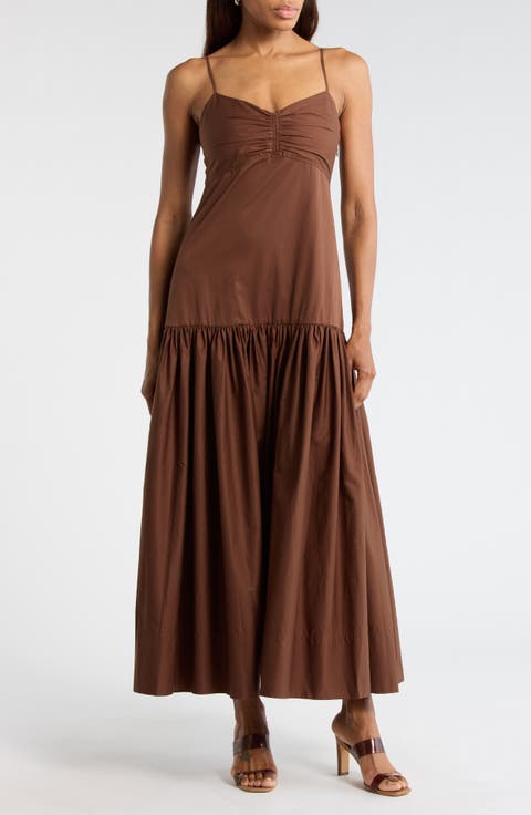 Harper Ruched Cotton Maxi Dress