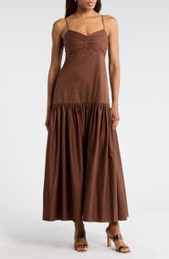 A.L.C. Harper Ruched Cotton Maxi Dress