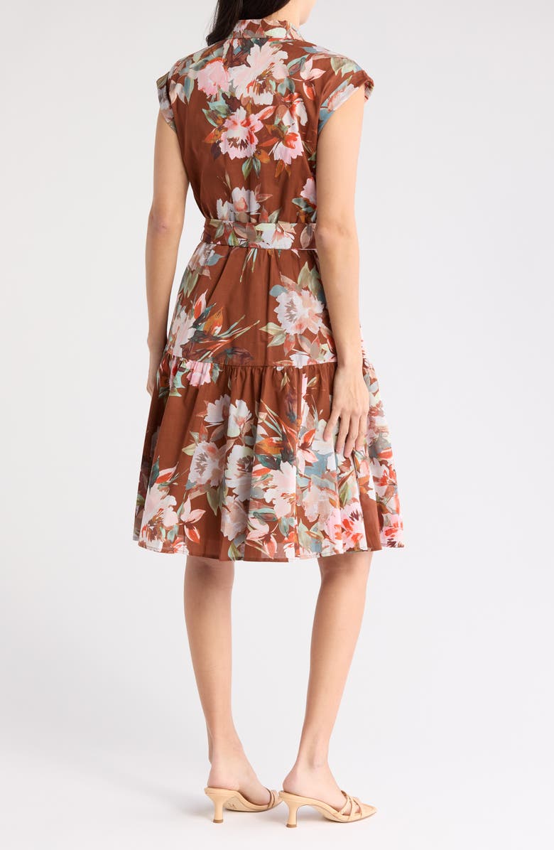 Calvin Klein Floral Cap Sleeve Cotton Shirtdress, Alternate, color,