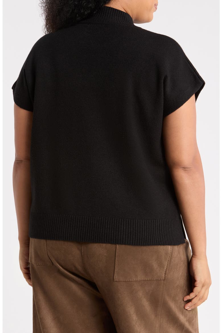 Mock Neck Short Sleeve Sweater, Alternate, color, BLACK